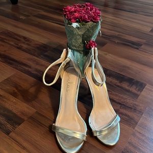 Lulu's Gold Ankle Strap Heels
